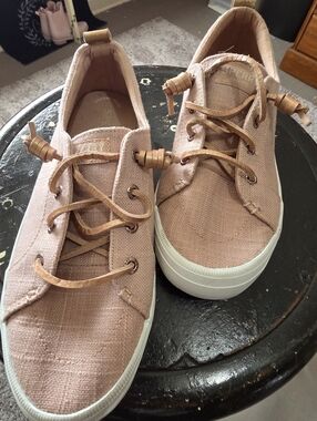 Sperry Women's Blush Canvas Lace-Up Sneakers (with leather)